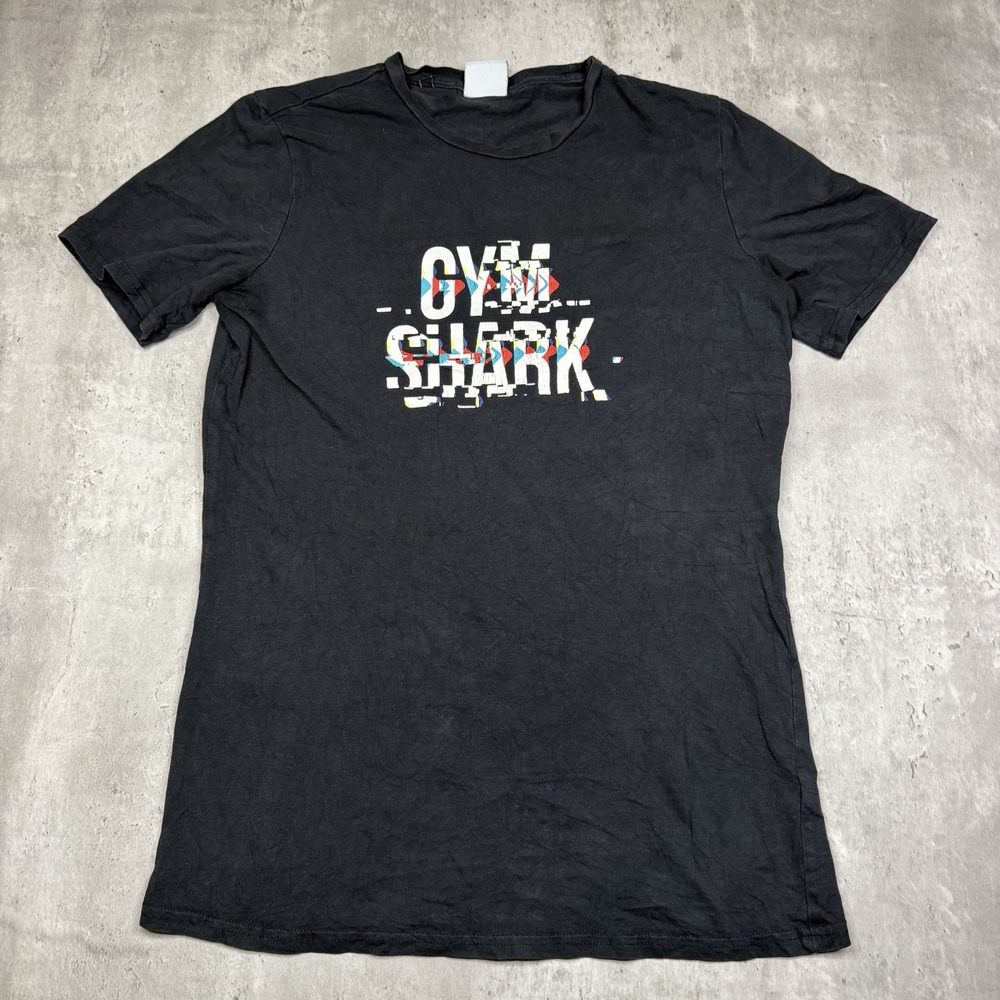 Gymshark Mens Athletic Fit Stretch Glitch Logo T-Shirt Black Size S GMST3772-BK